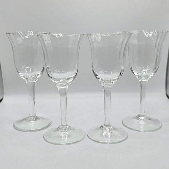 4 Vintage Crystal Cordial Glasses Liqueur Elegant Ribbed Flared Fluted Barware - Picture 2 of 9